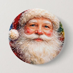 Jolly Christmas Santa Portrait 3 Inch Round Button