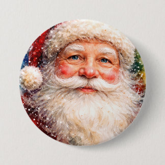 Jolly Christmas Santa Portrait 3 Inch Round Button