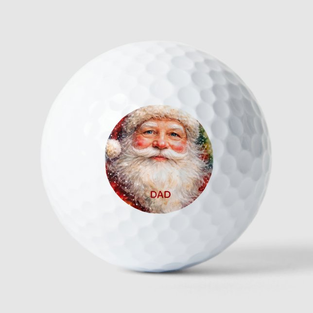 Jolly Christmas Santa Portrait Golf Balls (Front)