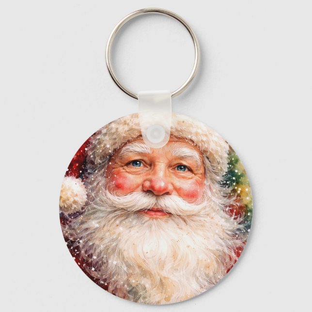 Jolly Christmas Santa Portrait Keychain (Front)