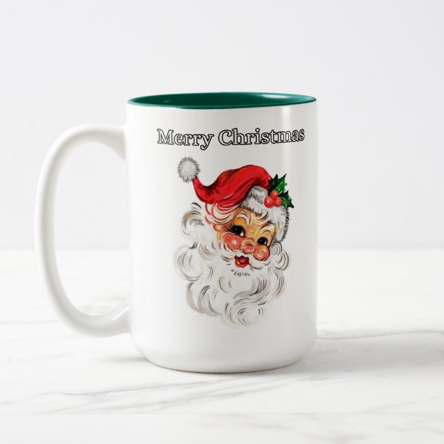 Jolly Christmas Santa Two-Tone Mug (Left)