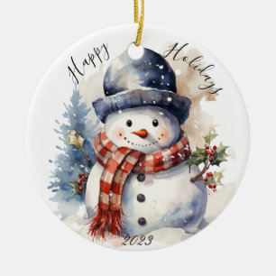 Jolly Christmas Snowman  Holiday Ornament