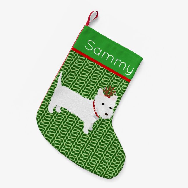 Jolly Christmas West Highland Terrier Small Christmas Stocking (Front (Hanging))