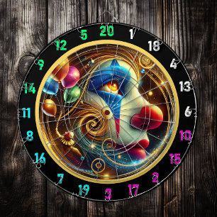 Jolly Clown with Red Nose and Balloons Dartboard