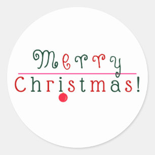 Jolly Colourful Merry Christmas, Hanging Ornament Classic Round Sticker