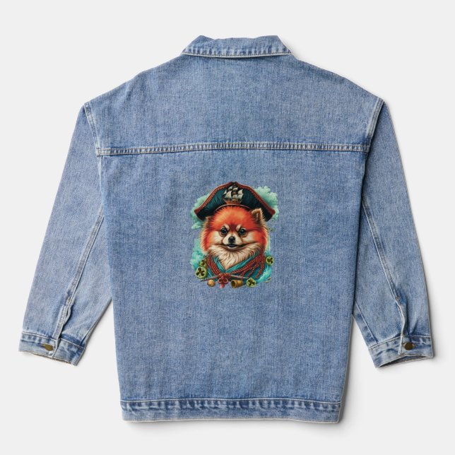 jolly corgis in blue denim jacket (Back)