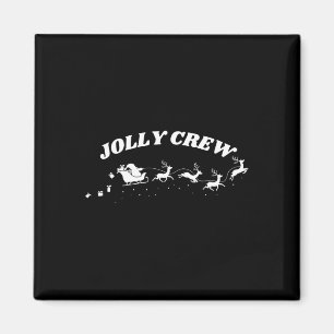 Jolly Crew Funny Christmas Shirt Reindeers Sleigh  Magnet