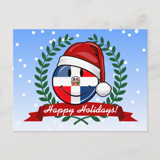 Jolly Dominican Republic Flag Christmas Holiday Postcard (Front)
