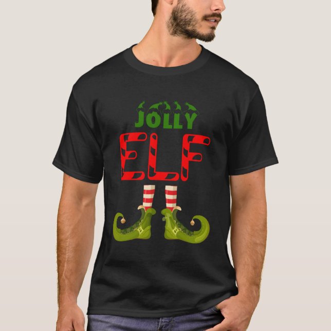 Jolly Elf Funny Group Matching Family Pyjamas For  T-Shirt (Front)