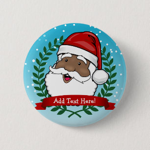 Jolly Ethnic Santa Claus Christmas 2 Inch Round Button