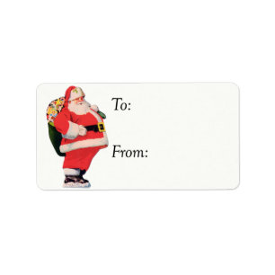 Jolly Fat Santa Vintage Gift Tag