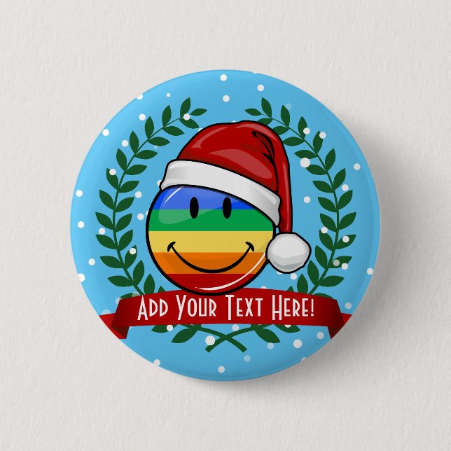Jolly Gay Pride Flag Christmas Style 2 Inch Round Button (Front)