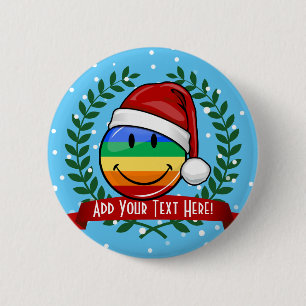 Jolly Gay Pride Flag Christmas Style 2 Inch Round Button
