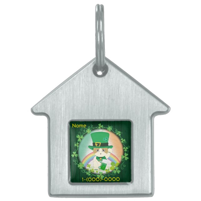 Jolly Ginger Tabby Irish Cheer Pet ID Tag (Front)