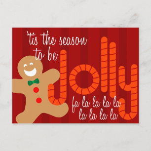 Jolly GIngerbread Man Holiday Postcard