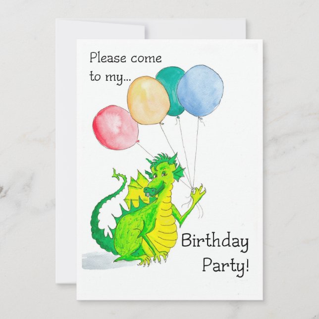 Jolly Green Dragon Birthday Party Invitation (Front)