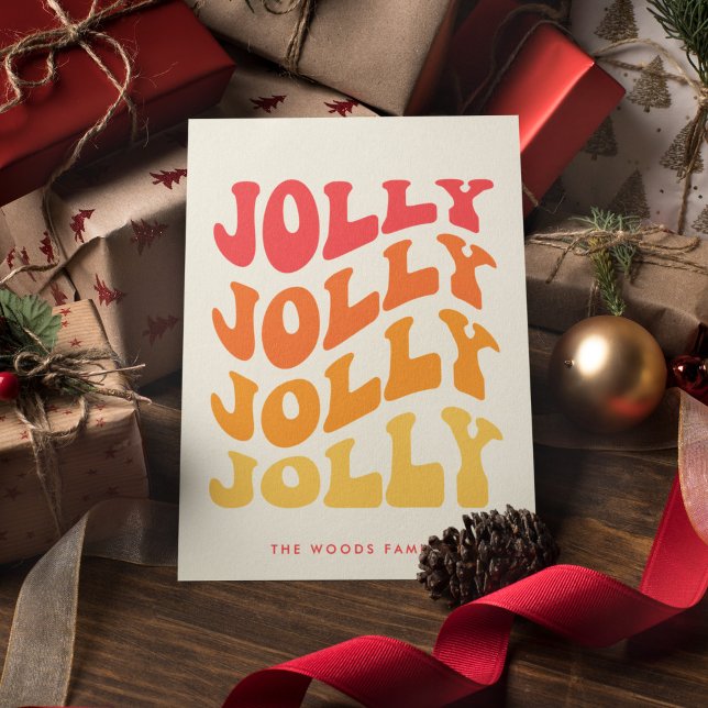 Jolly Groovy Wavy Colourful Christmas Holiday Card (Creator Uploaded)