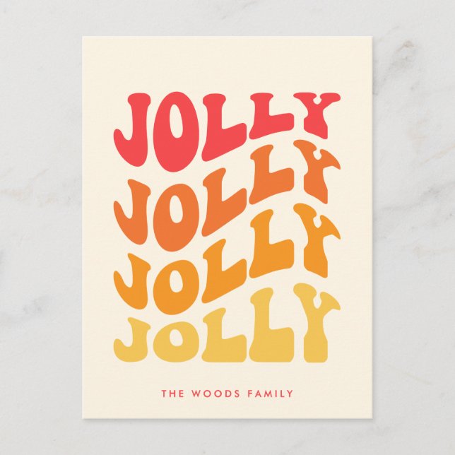 Jolly Groovy Wavy Colourful Christmas Holiday Postcard (Front)