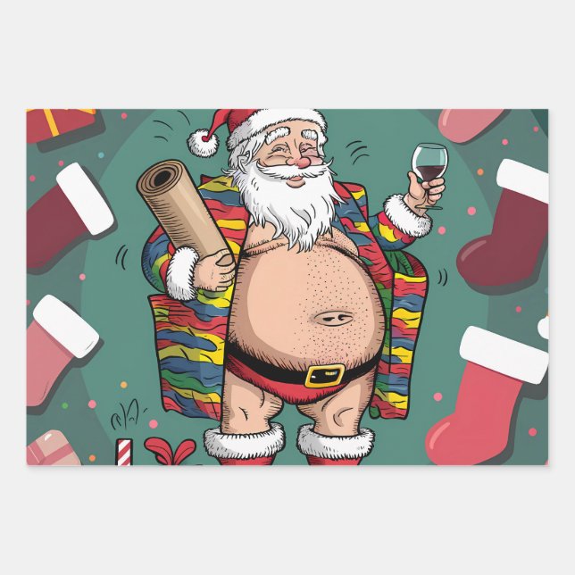 Jolly Happy Father Christmas  Wrapping Paper Sheet (Front)