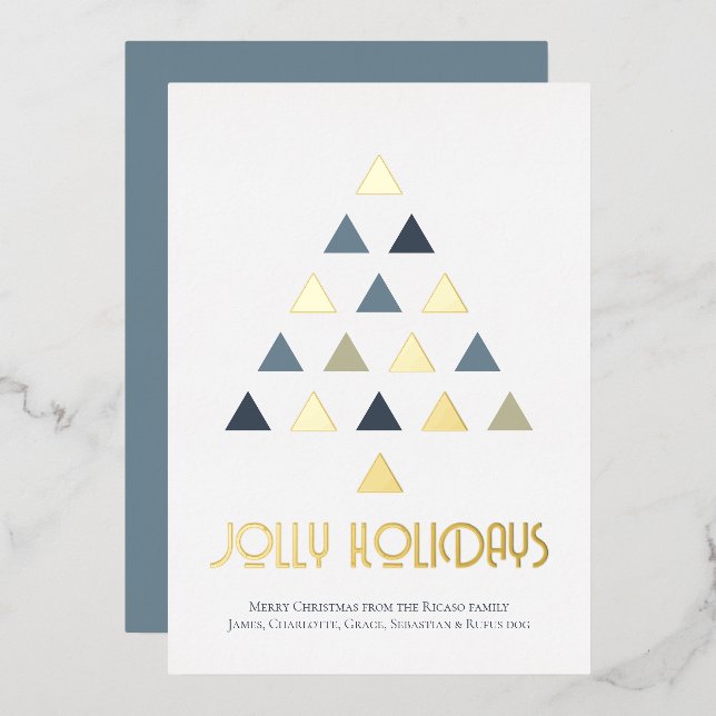 Jolly Holidays Christmas Tree Personalized Foil Holiday Card (Front/Back)