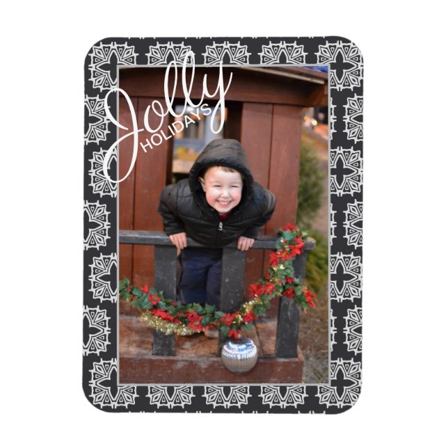 Jolly Holidays Pattern Single Photo Holiday  Magnet (Vertical)