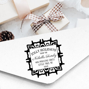 Jolly Holidays Return Address Rubber Stamp