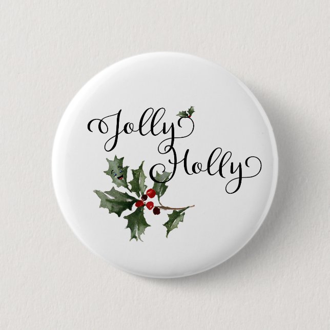 Jolly Holly 2 Inch Round Button (Front)