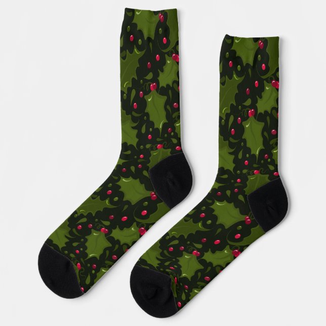 Jolly Holly and Berries Festive Socks (Left)