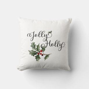 Jolly Holly Throw Pillow