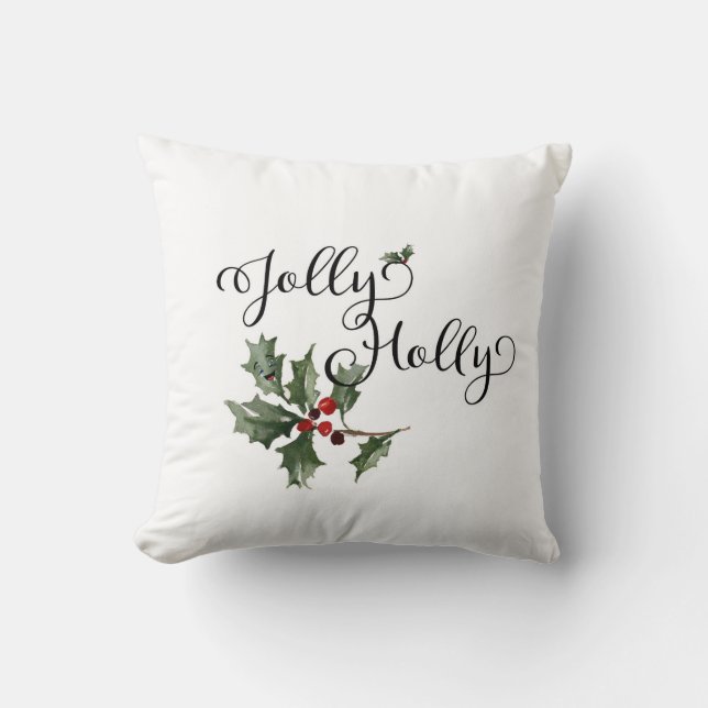 Jolly Holly Throw Pillow (Front)