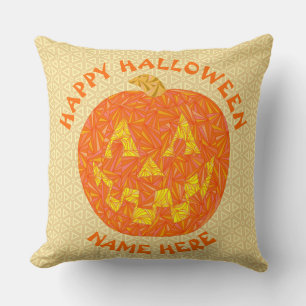 Jolly Jack O Lantern Halloween Pumpkin Throw Pillow