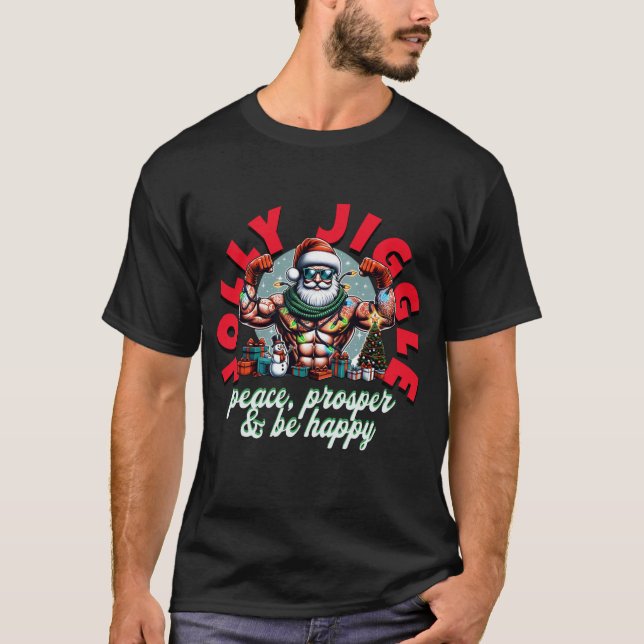 Jolly Jiggle Fit Père Noël Graphic T-shirt (Devant)