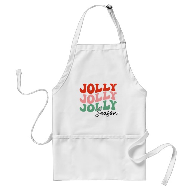 Jolly Jolly Jolly Season  Retro Holiday Typography Standard Apron (Front)