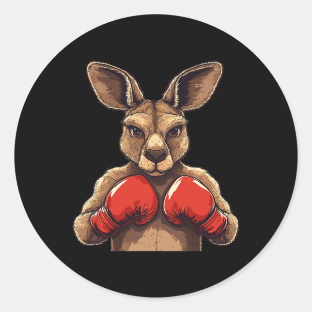 Jolly Kangaroo With Gloves For A Fun Battle  Classic Round Sticker (Front)