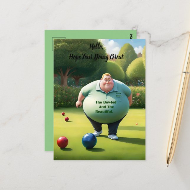 Jolly Lawn Bowler Man, Postcard (Front/Back In Situ)