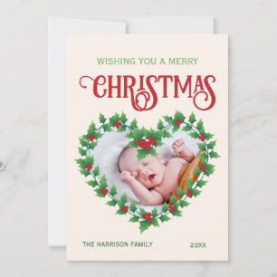 Jolly Leaf Heart Christmas Frame Photo  Holiday Card