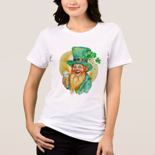 Jolly Leprechaun Drinking Beer Shamrock Brew Pub  Tri-Blend Shirt