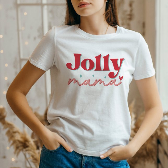 Jolly Mama Heart Retro Christmas T-Shirt (Creator Uploaded)