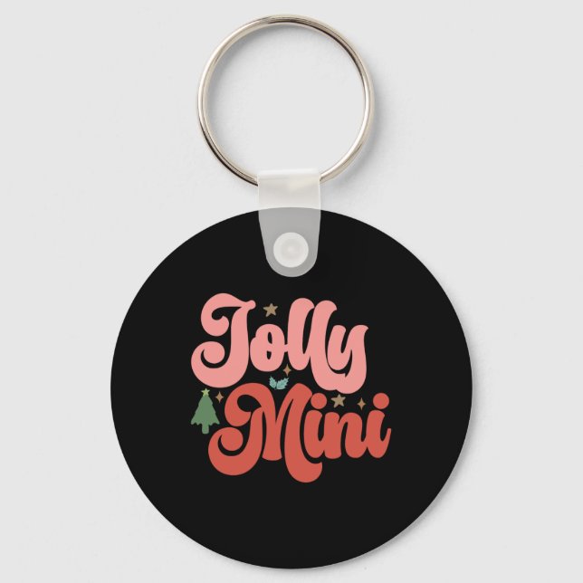 Jolly Mini Retro Groovy Christmas Holidays Toddler Keychain (Front)