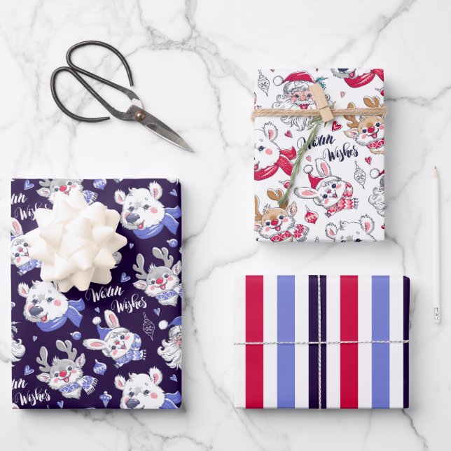 Jolly Noël Hiver Enveloppement Papier Set de 3 (Recto)