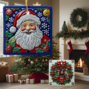 Jolly Ol Saint Nick Customizable Ceramic Ornament