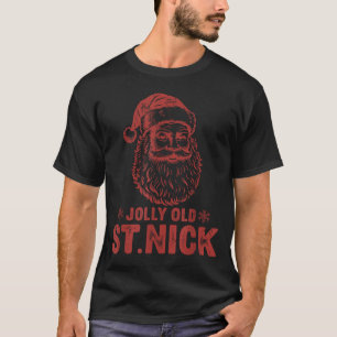 Jolly Old St Nick Santa Claus Vintage Christmas T-Shirt