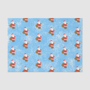 Jolly Ole Saint Nick Blue Sponge Paint Snow Tissue Paper