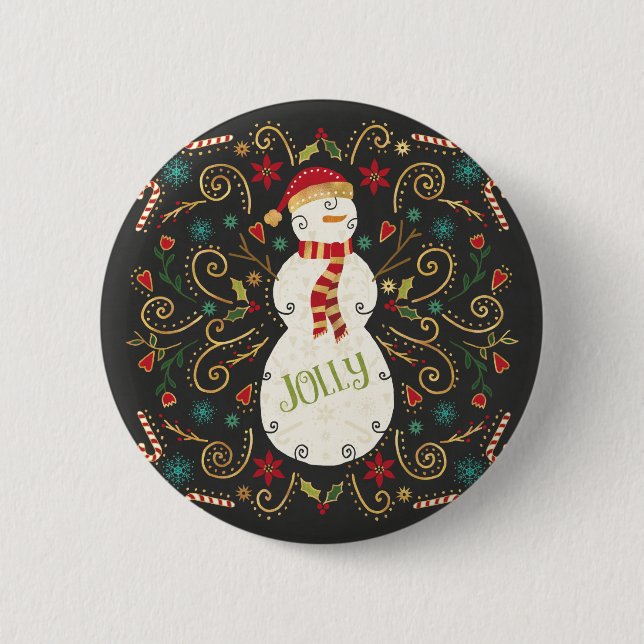 Jolly Otomi Holiday Snowman 2 Inch Round Button (Front)