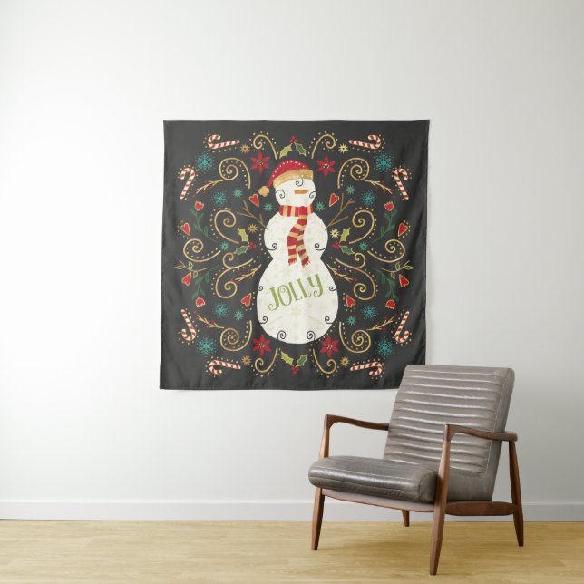 Jolly Otomi Holiday Snowman Tapestry (In Situ (Horizontal))