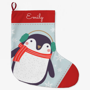 Jolly Penguin Large Christmas Stocking