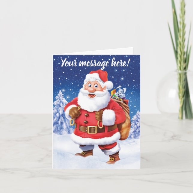 Jolly Père Noël et jouets sac carte de Noël person (Devant)