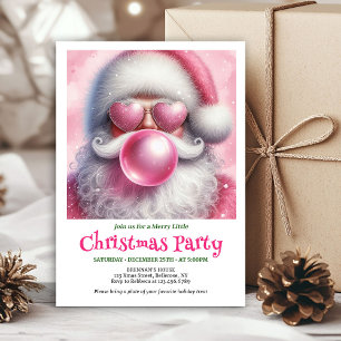 Jolly pink santa bubble gum watercolor holiday   invitation