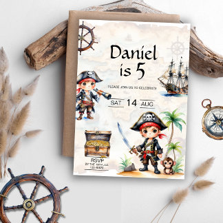 Jolly Pirate 5th Birthday Invitation