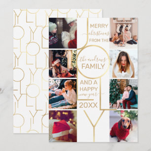 Jolly Quote Gold White Typography Photo Christmas Holiday Card